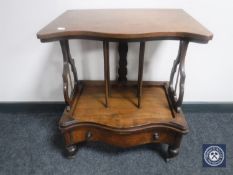 A Victorian walnut Canterbury fitted a drawer