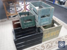 Seven 20th century wooden beer crates