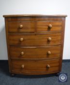 A Victorian mahogany bowfront five drawer chest
