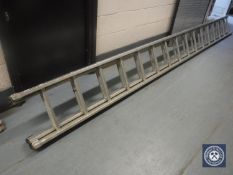 An aluminium double extension ladder