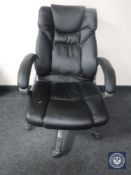 A swivel office armchair
