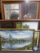 A gilt framed oil on board depicting fisherman, signed T.