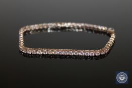 A silver CZ tennis bracelet
