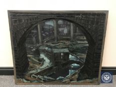 Donald James White : Nocturne 1958, Ouseburn, mixed media, 89 cm x 75 cm, framed.