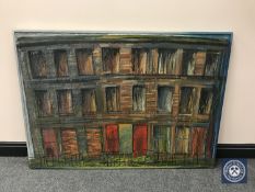 Donald James White : Torohichen street, oil on board, 87 cm x 123 cm, framed.