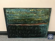 Donald James White : Jarrow Stone, oil on board, 90 cm x 69 cm.