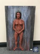 Donald James White : Full length figure, mixed media, 54 cm x 87 cm, mounted on board.