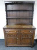 An oak double door kitchen dresser
