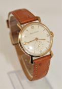 A gents vintage 9ct gold Jaeger LeCoultre wristwatch,