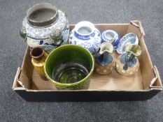 A pair of Royal Doulton small ewers together with a quantity of blue and white china etc.