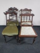 Two pairs of late 19th century mahogany dining chairs