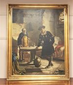 Twentieth century continental school : Figures in sixteenth century dress, oil on canvas,