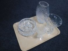 A crystal Dornberger vase together with crystal bowl and vases
