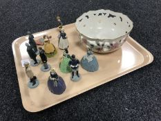 A tray containing a Lenox china Barrington Collection fruit bowl together with twelve Franklin Mint