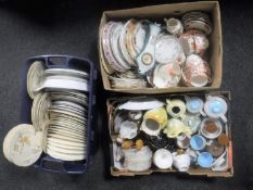 Three boxes containing assorted antique dinner ware and tea china, part Poole tea service,