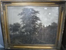 An antiquarian gilt framed print,
