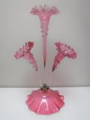A Victorian three way ruby glass epergne CONDITION REPORT: Chip to rim of one
