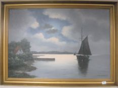 A continental school gilt framed oil,