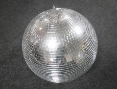 A mirrored disco ball