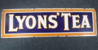 An early 20th century enamelled advertising sign, Lyon's Tea,