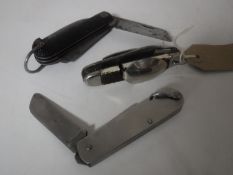 Three army knives including a 1945 Wade & Butler,