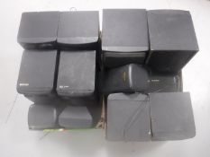 A quantity of hifi and surround sound speakers
