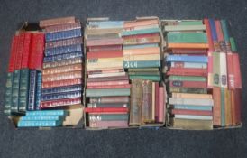 Three boxes containing antique and later volumes, novels,