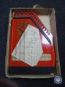 A boxed Jobel tone table top harp