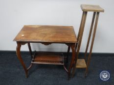A Victorian mahogany occasional table and an oak plant stand