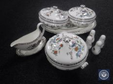 Ten pieces of Wedgwood Kutani Crane dinner ware, tureens, gravy boats,