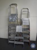 Five sets of aluminium steps