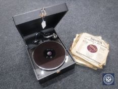 A Columbia table top gramophone and a some 78's