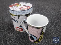 Fifty Paul Cardew coffee cups in tins (three boxes)