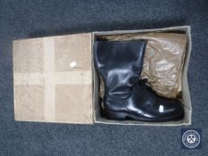 A pair of RAF military issue black leather boots,