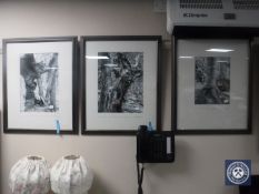 A set of three contemporary framed black and white photos - Keswick and Cumbria signed John Nixon