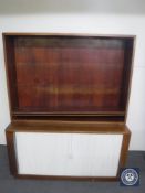 Set of teak bookshelves fitted a cupboard beneath