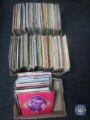 Three boxes containing LP records - easy listening, world music,