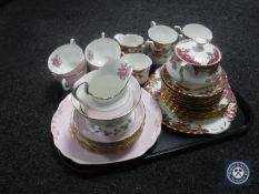 A tray of twenty one pieces of Royal Stafford Olde English Garden tea china and eighteen pieces of