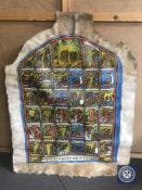 An Indian oil painting on a hide shield