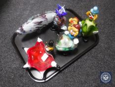 A tray of glass fish,