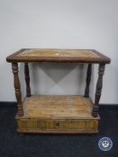 A bamboo and wicker side table fitted drawer