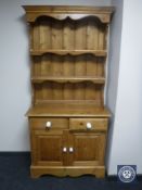 A pine double door kitchen dresser