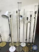 Eight assorted floor lamps all with continental wiring