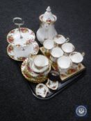 A tray of twenty two piece Royal Albert Old Country Roses tea service,