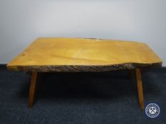 A plank top coffee table