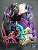 Two boxes containing a large quantity of assorted lady's hand bags and shopping bags