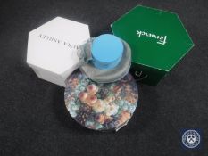 Three hat boxes containing lady's hats