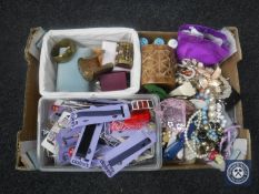 A box of assorted costume jewellery