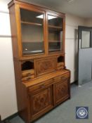 A late Victorian walnut secretaire cabinet,