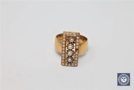 A Victorian 9ct gold split pearl ring, Chester 1895.